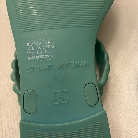 Stuart Weitzman Women's Braida Sawyer Jelly Sandals in Teal. Size 6 - Picture 5 of 7
